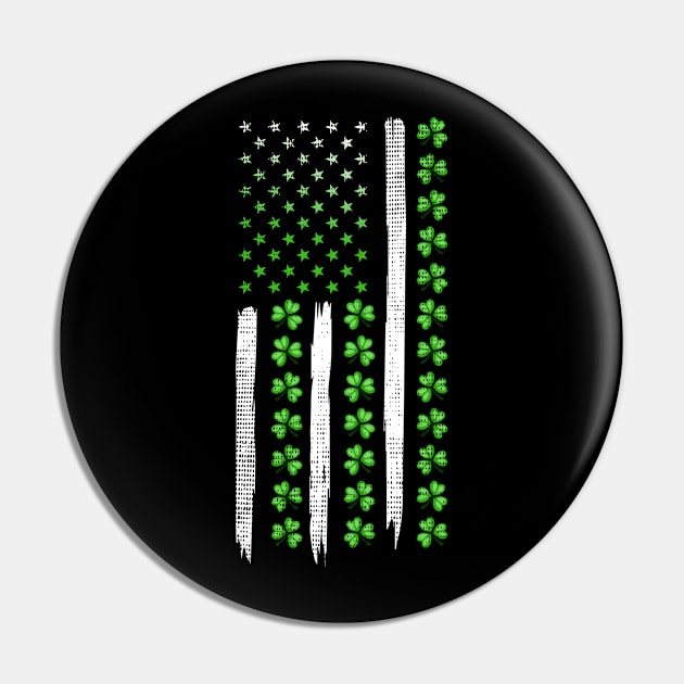 Shamrock America Flag St. Patrick's Day Pin by Quotes NK Tees