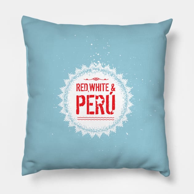 Red White and Peru burst Pillow by thedesignfarmer