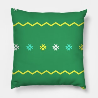 green background cloth pattern and red cut pattern Pillow