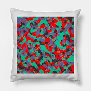 Camouflage Teal Red Pillow