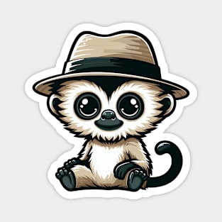 Stylish Gibbon with Hat Magnet