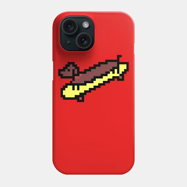 Pixel dachshund on skateboard Phone Case by PixelBee