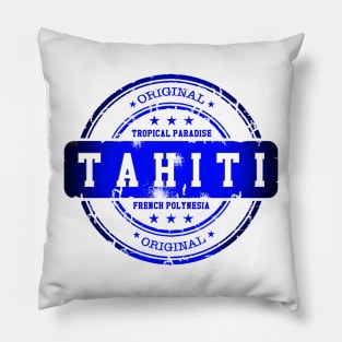 TAHITI Blue Stamp Pillow