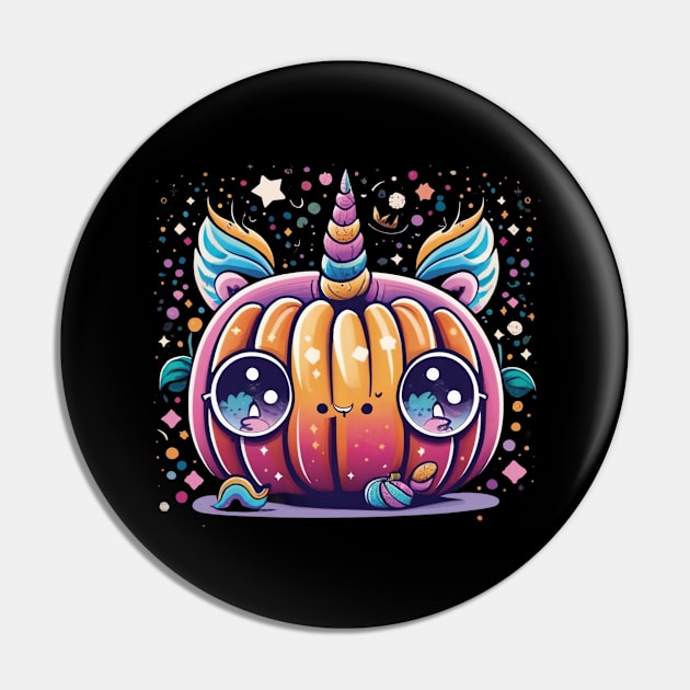 Cute Unicorn Pumpkin Funny Halloween Costume Pin by Imou designs