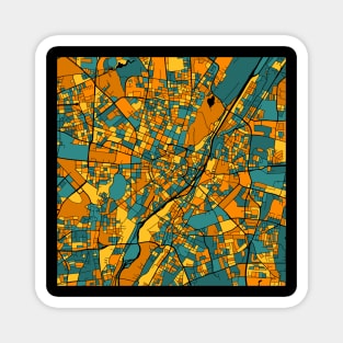 Munich Map Pattern in Orange & Teal Magnet