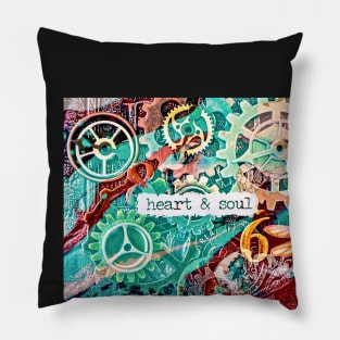 "Heart and Soul Gears" Pillow