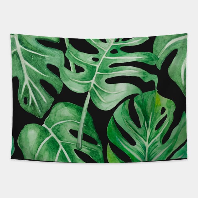 Monstera deliciosa leaves pattern Tapestry by gronly