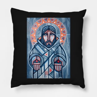 Painting of Jesus Christ with open wounded hands Pillow