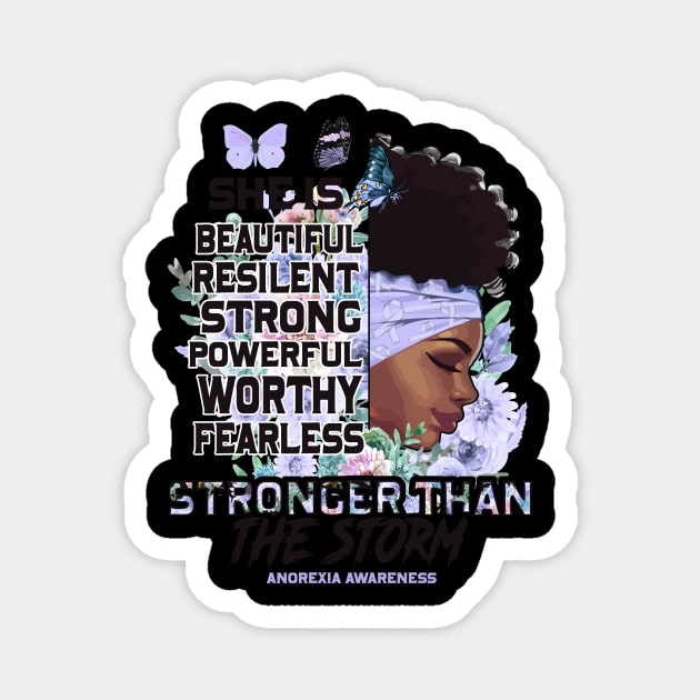 Anorexia Awareness Black Girl Stronger than the storm Support Gift Magnet by Benjie Barrett