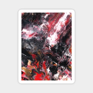 Planet Fall Abstract in Black White Red Gold Magnet