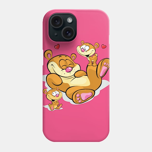 Happy Bear Family Phone Case by Tees with Color