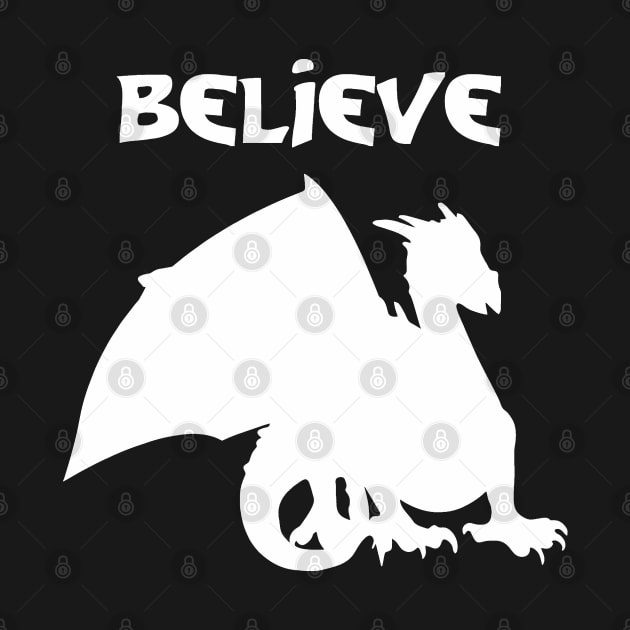 Believe in a Dragon - White by PeppermintClover