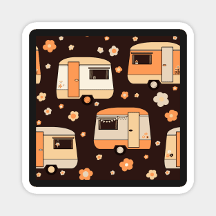 Repeat pattern of cute vintage caravans in retro colours Magnet