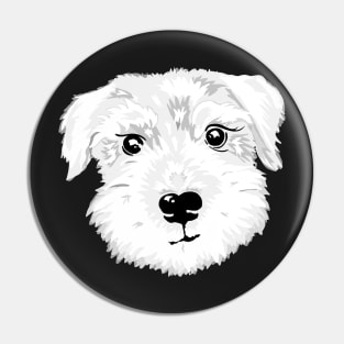 Ted the White Miniature Schnauzer puppy dog Pin