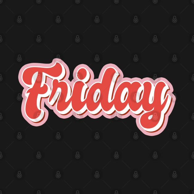 Discover Friday Red Retro Vintage Aesthetic Pink Word 80s 90s Pin up Groovy - Friday - T-Shirt