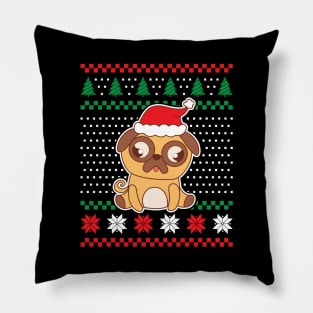 Ugly Christmas Sweaters Confused Pug Dog Pillow