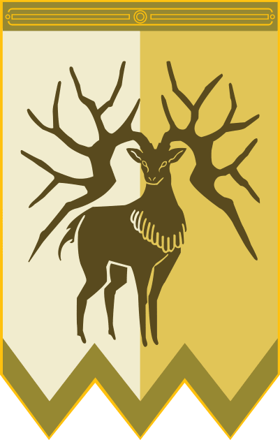 Golden Deer Banner Kids T-Shirt by urufangu