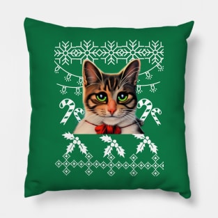 Ugly Christmas sweater with a kitty cat Pillow