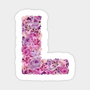 Pink Floral Letter L Magnet