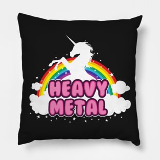 heavy metal parody funny unicorn rainbow Pillow