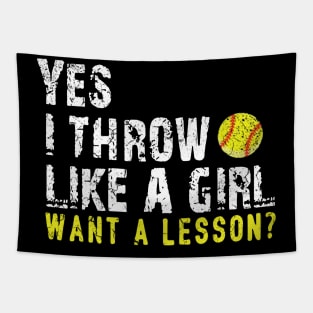 Yes i Throw Like A Girl Want A Lesson Tapestry