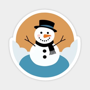 Cute little snowman wearing a top hat and scarf Magnet