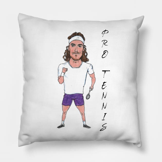 Stefanos Tsitsipas Pro Tennis Pillow by dizzycat-biz