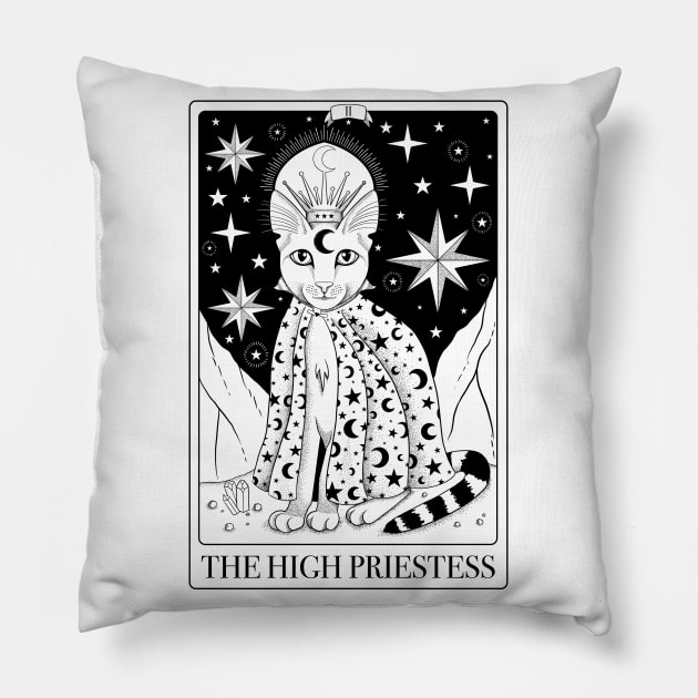 The High Priestess Tarot Card As A Cat Pillow by The Lunar Resplendence