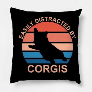 Easily Distracted By Corgis Pillow