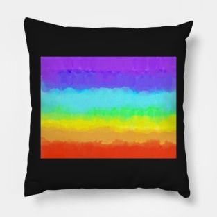 Bright Rainbow Tie Dye Watercolor Gradient Stripe Pillow