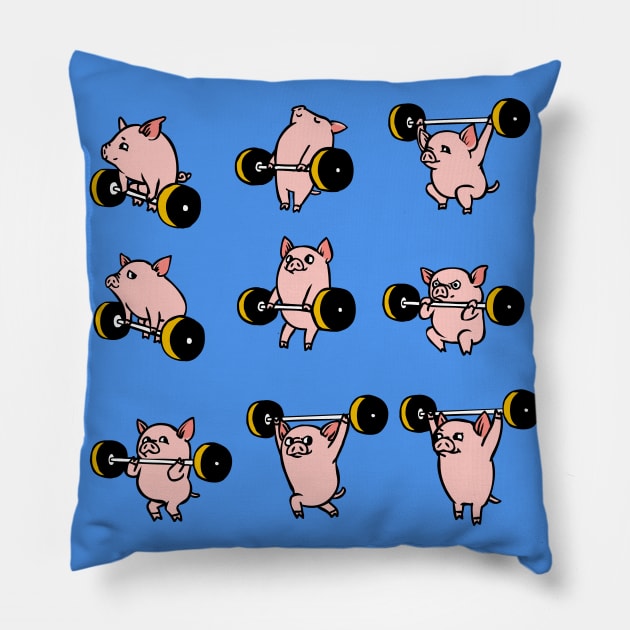 Olympic Lifting Pig Pillow by huebucket