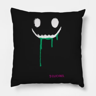 Delicious green goo scary face long shirt Pillow