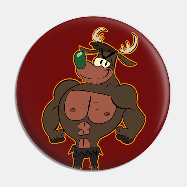 Green-Nosed Reindeer (die-cut sticker) Pin by D.J. Berry