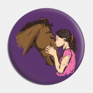 Cute Girl kissing a horse Shirt - T-Shirt for horse lovers Pin