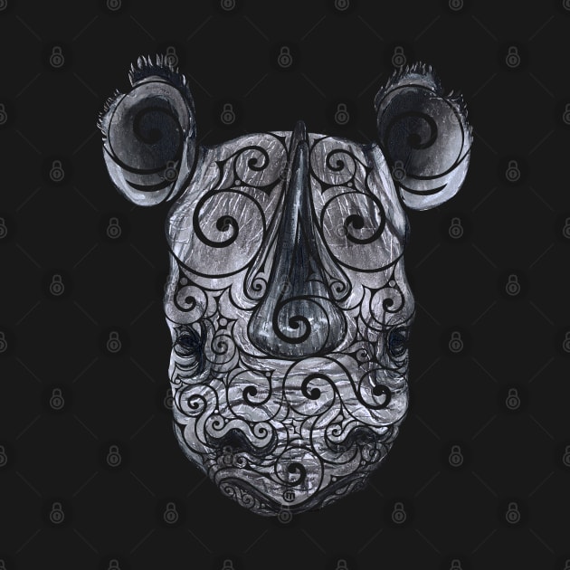 Swirly Rhino Portrait by VectorInk