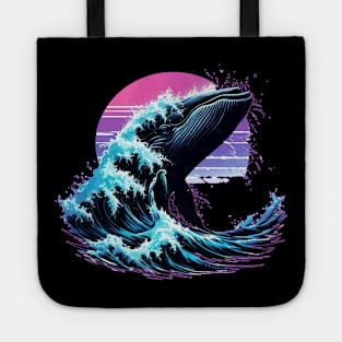 Whale In Great Wave Kanagawa Vaporwave Tote