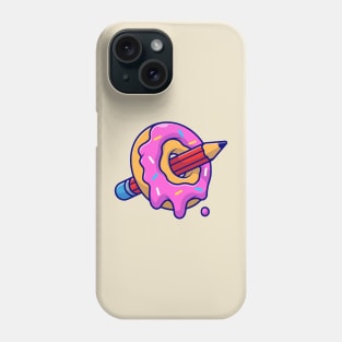 Donut And Pencil Cartoon Phone Case