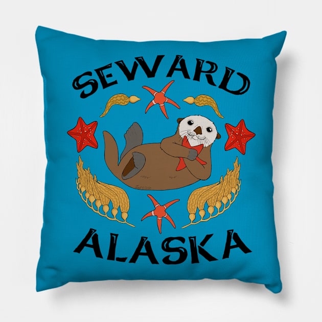 Sea Otter Seward, AK Pillow by HonuHoney