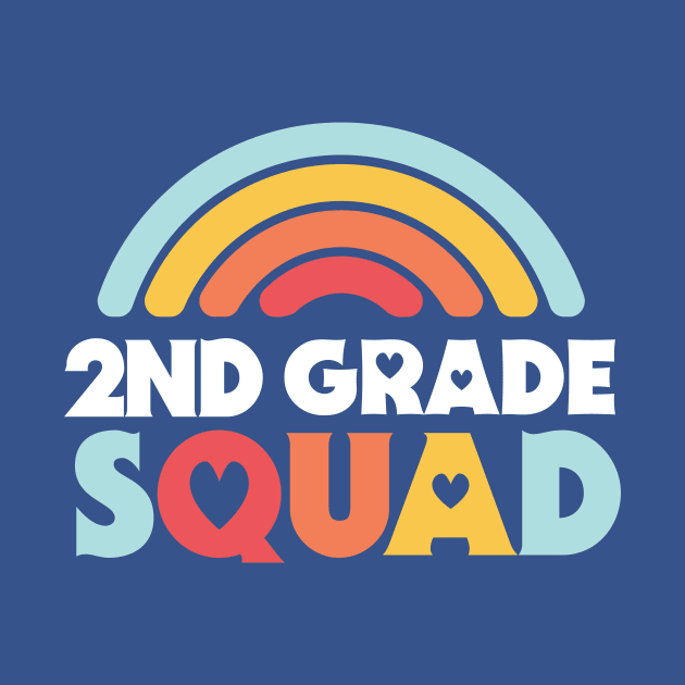 Cute School Teacher 2nd Grade Squad with Retro Rainbow and Hearts by SLAG_Creative