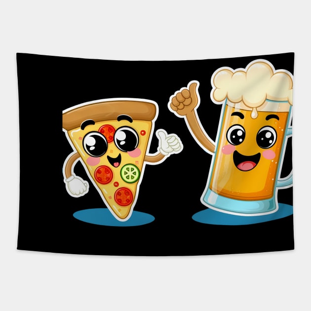Funny Beer and Pizza Lover Tapestry by dukito