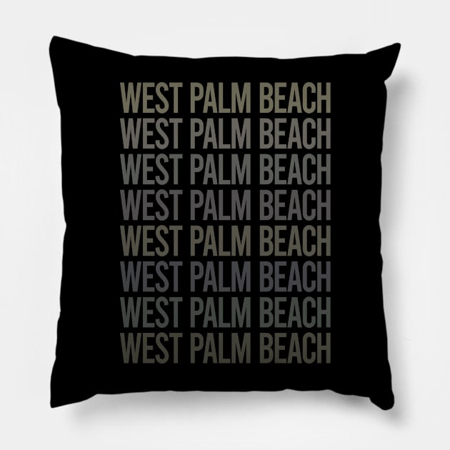 Gray Text Art West Palm Beach Pillow by flaskoverhand