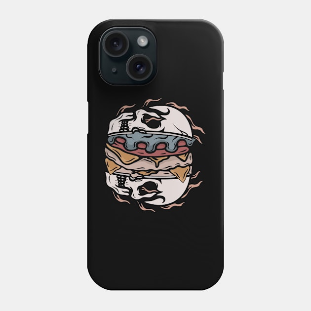 Hamburger and skull Phone Case by gggraphicdesignnn