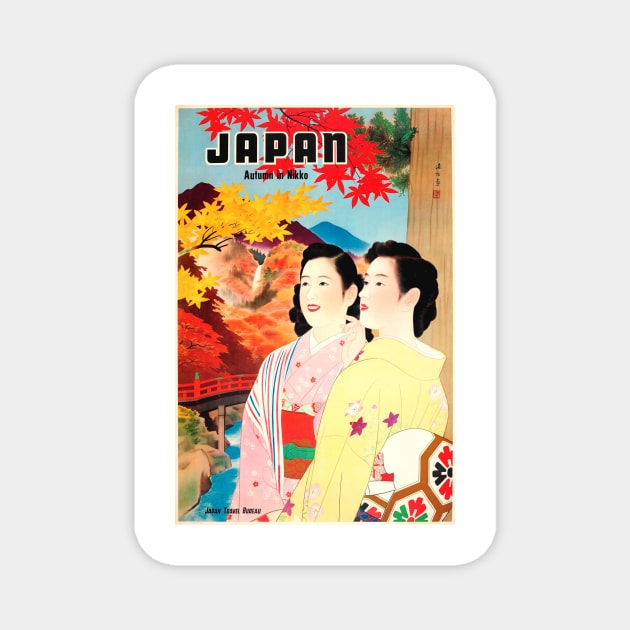 JAPAN Autumn in Nikko Japanese Travel Bureau Vintage Travel Magnet by vintageposters