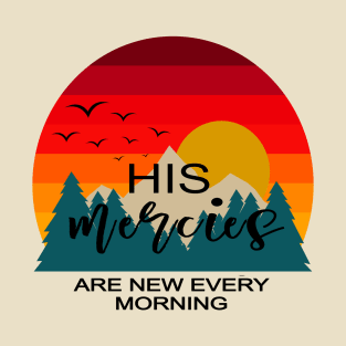 Christian Verse His Mercies Are New Everyday Retro Sunset T-Shirt