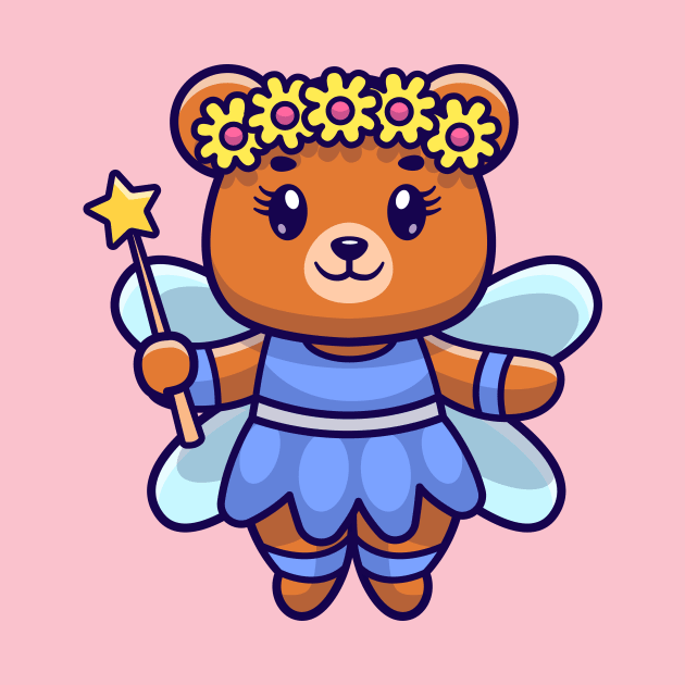 Cute Bear Fairy Holding Magic Wand Cartoon by Catalyst Labs