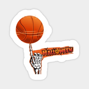 Funny Vintage Halloween Skeleton Basketball Magnet
