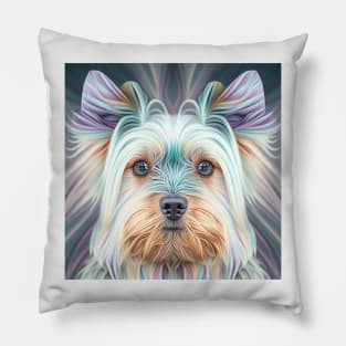A Fractal Design of A Yorkshire Terrier Pillow