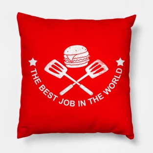 Funny Cute Cartoon Burger Best Fry Cook Slogan Pillow