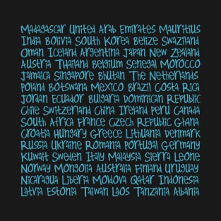 Countries in Blue T-Shirt