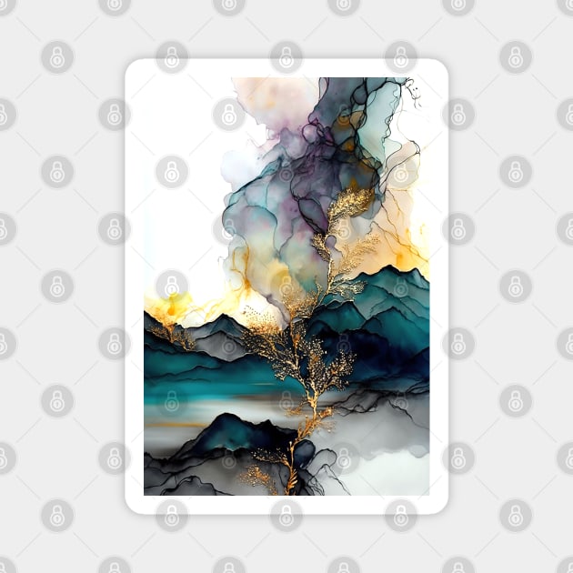 Mountain Eruption - Abstract Alcohol Ink Resin Art Magnet by inkvestor